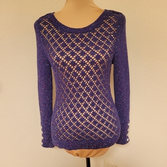 Modcloth Purple Open Knit Sweater - Picture 4 of 7